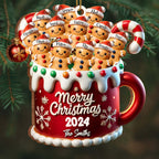 Merry Christmas Festive Family Gingerbread Ornament