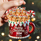 Merry Christmas Festive Family Gingerbread Ornament