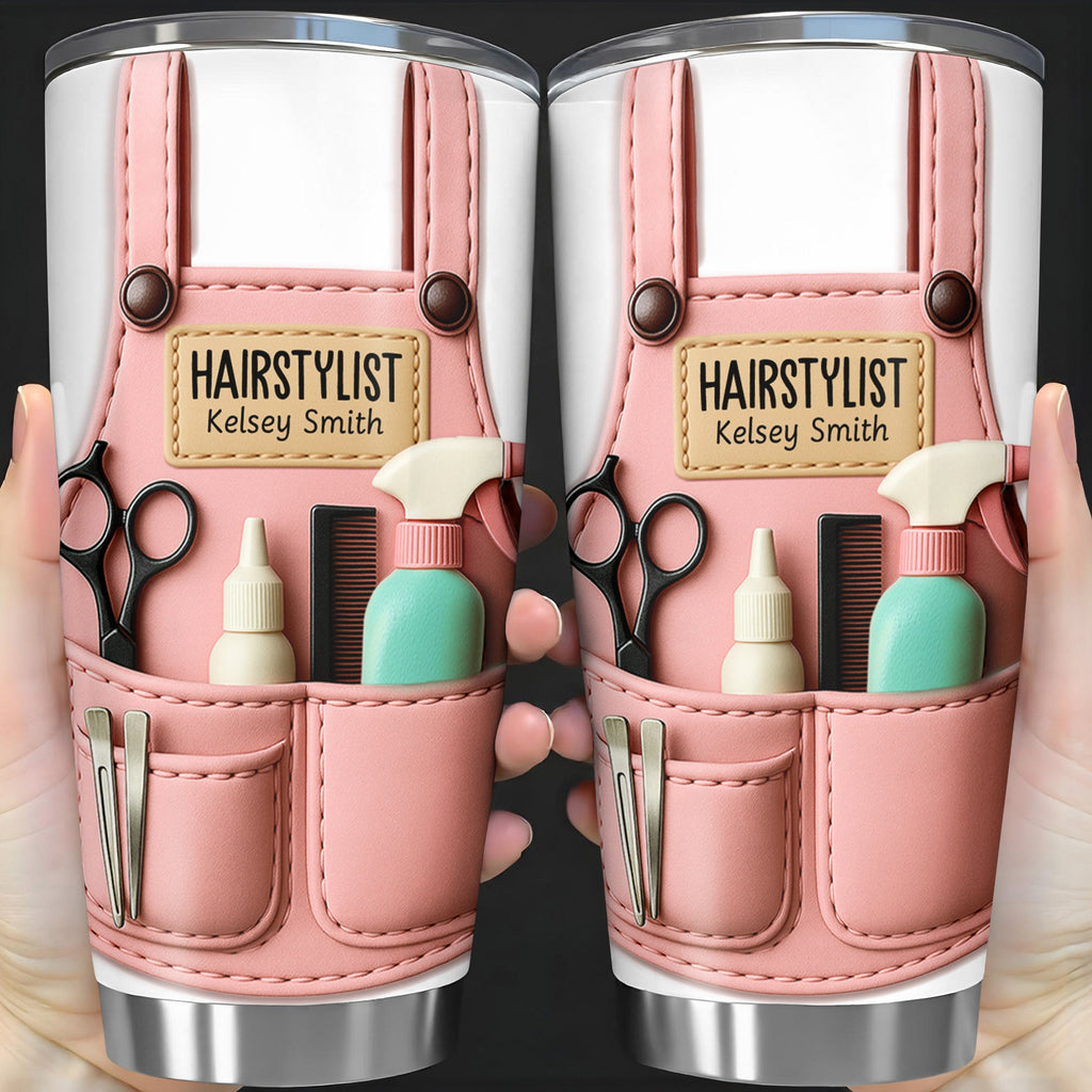 Personalized Tumbler For Hairstylists With Scissors And Hairbrush