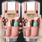 Personalized Tumbler For Hairstylists With Scissors And Hairbrush