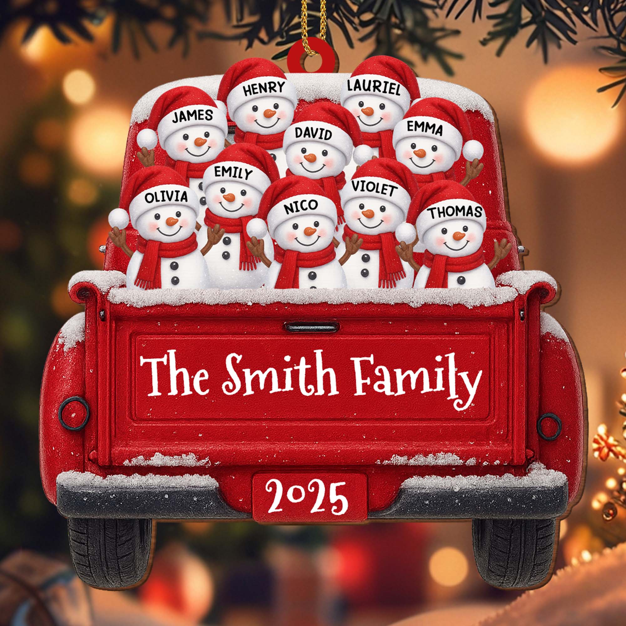 Celebrate Family Joy And Warmth With Snowmen In A Red Truck