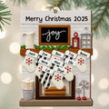 Merry Christmas Joy Stockings and Lantern - Personalized Custom Wood Ornament, Custom Shaped - FAM423_WDO