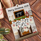 Merry Christmas Joy Stockings and Lantern - Personalized Custom Wood Ornament, Custom Shaped - FAM423_WDO