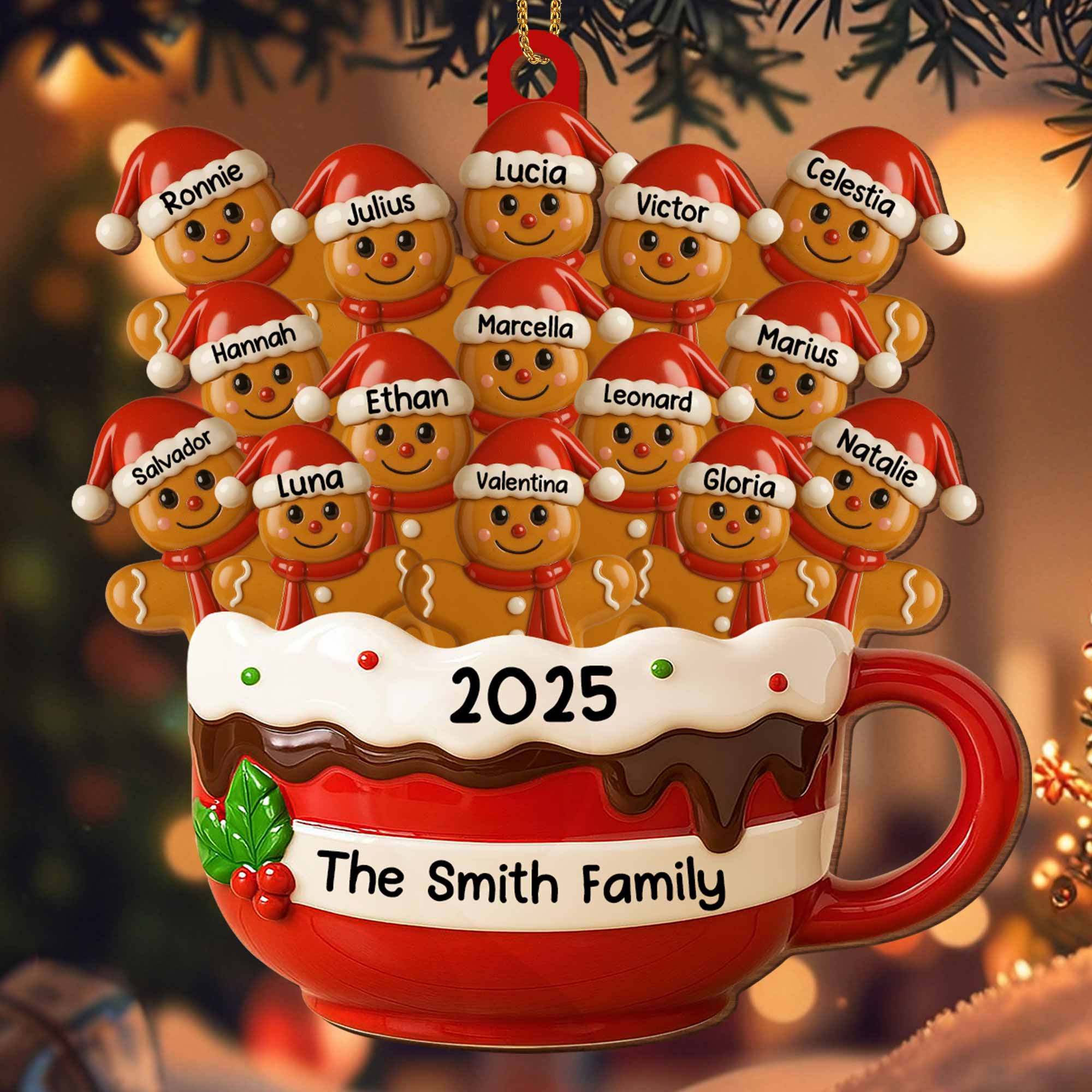 Customizable Family Hot Cocoa Mug With Festive Elves