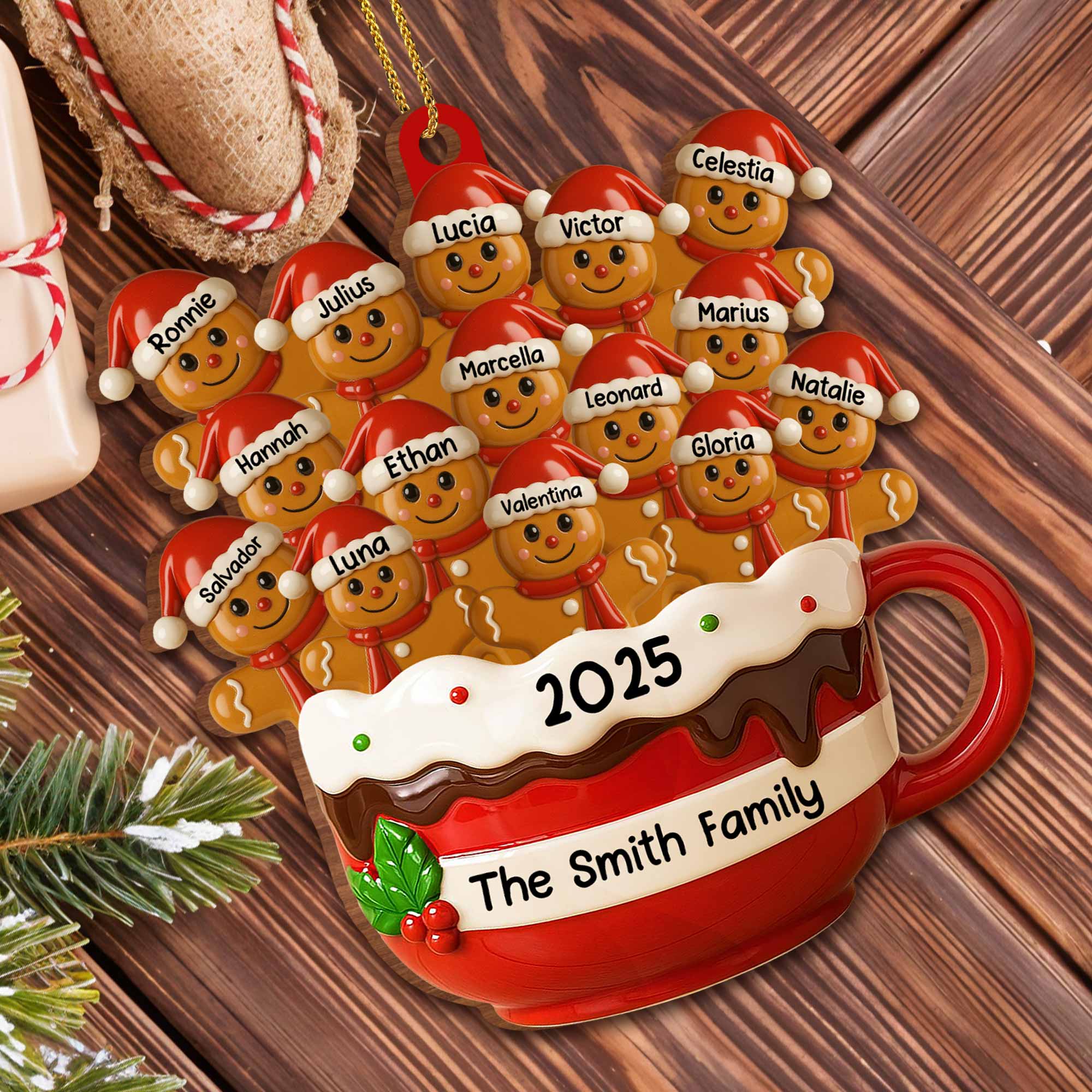 Customizable Family Hot Cocoa Mug With Festive Elves