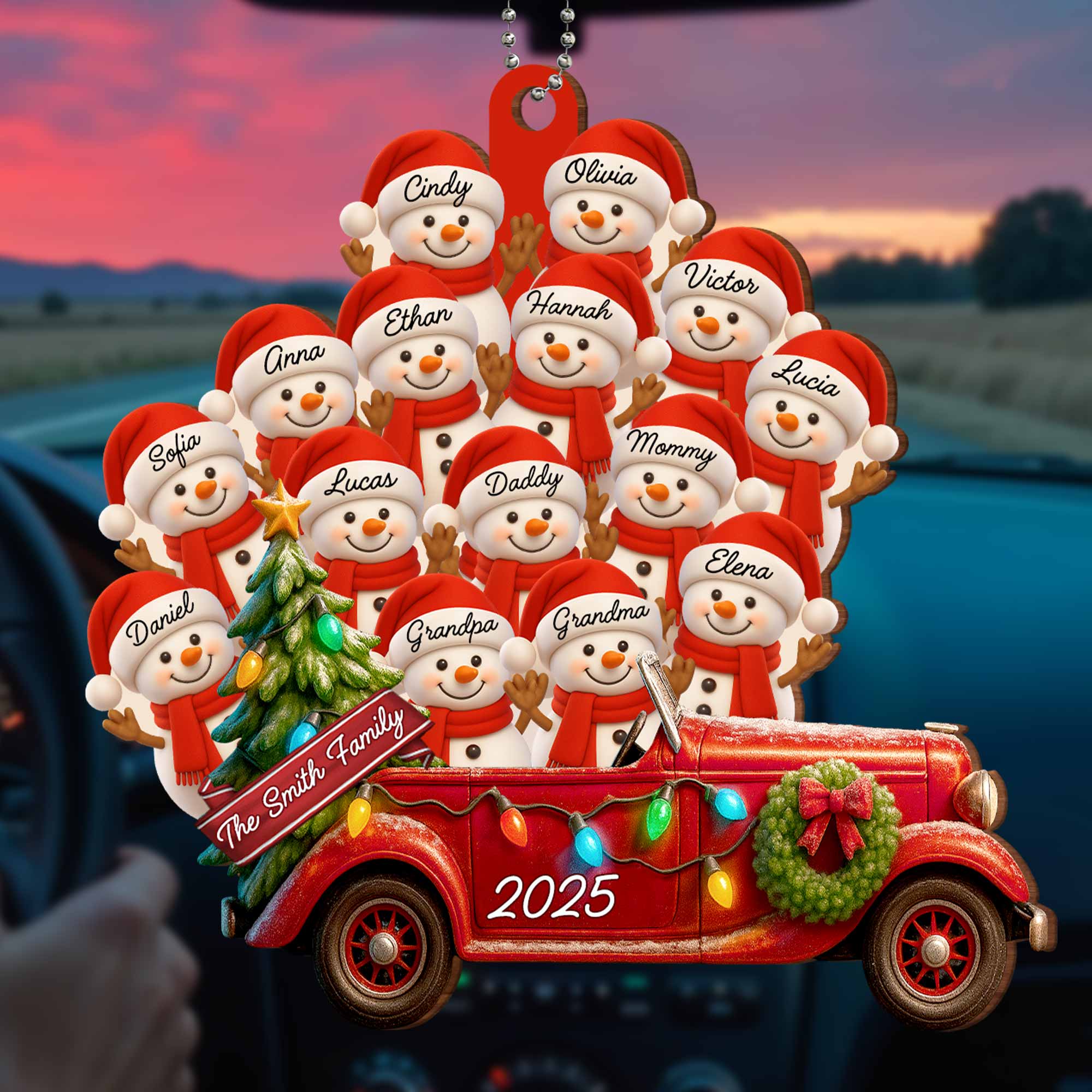 The Smith Family Vintage Car Christmas Ornament