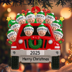 Merry Christmas Family Red Truck Ornament