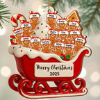 Merry Christmas Family Gingerbread Sleigh Ornament