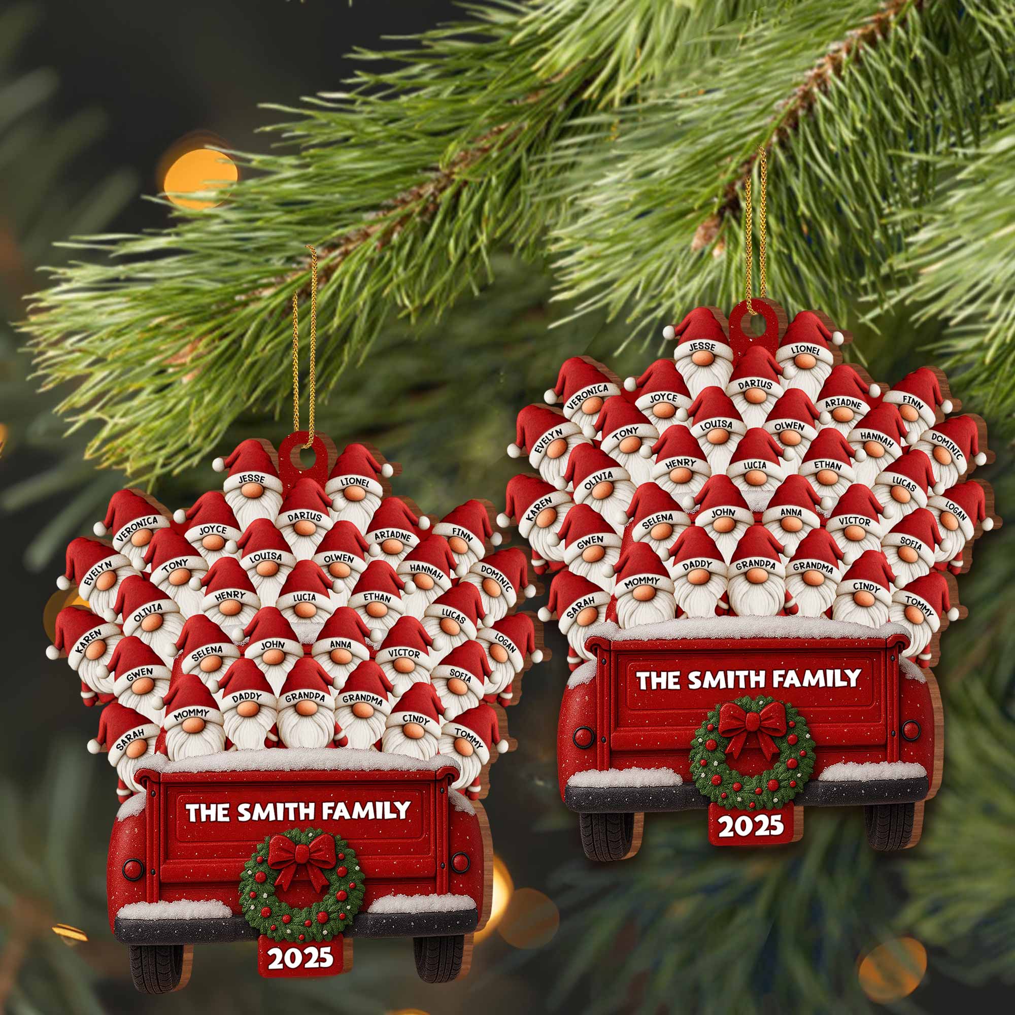 Celebrate Your Family This Holiday Season - Personalized Custom Wood Ornament, Custom Shaped - FAM458_WDO