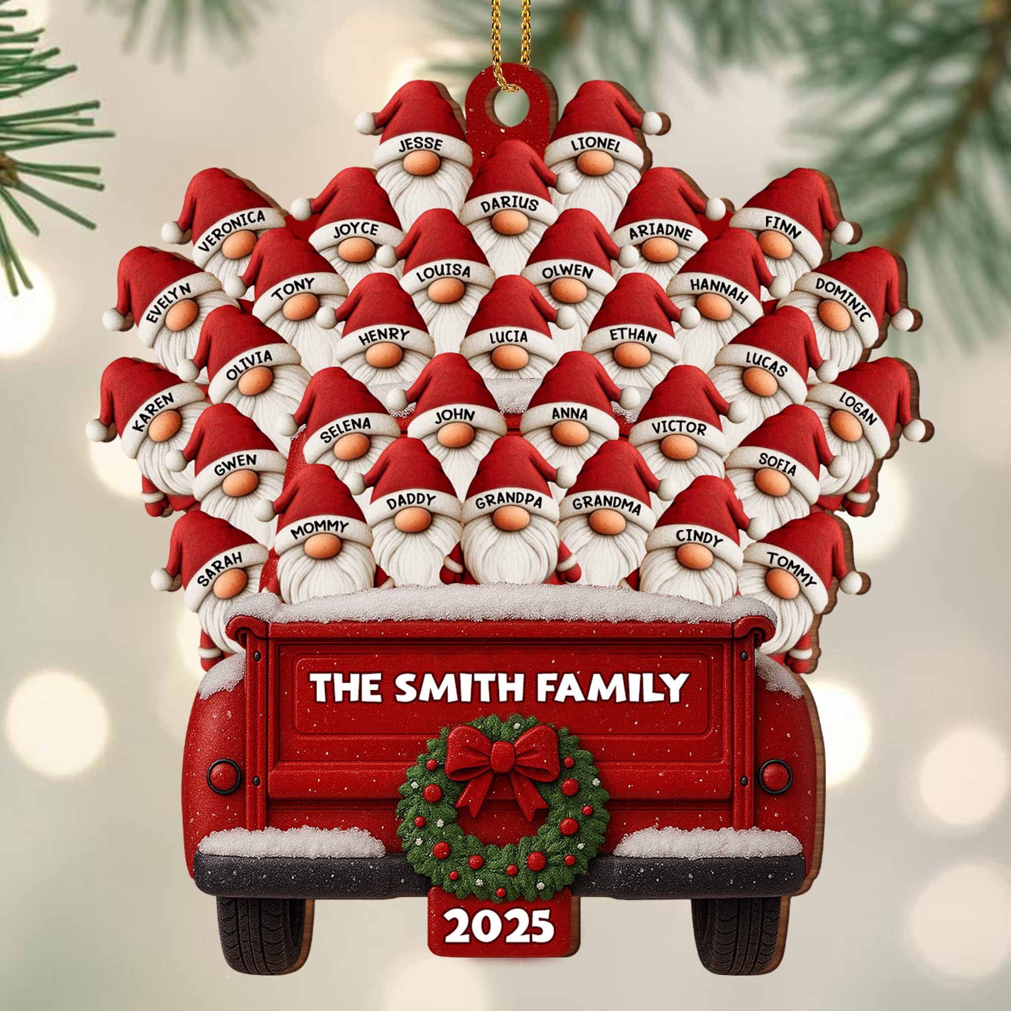 Celebrate Your Family This Holiday Season - Personalized Custom Wood Ornament, Custom Shaped - FAM458_WDO