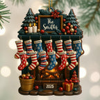 Holiday Gatherings Customized Family Name Wood Ornament