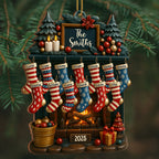 Holiday Gatherings Customized Family Name Wood Ornament