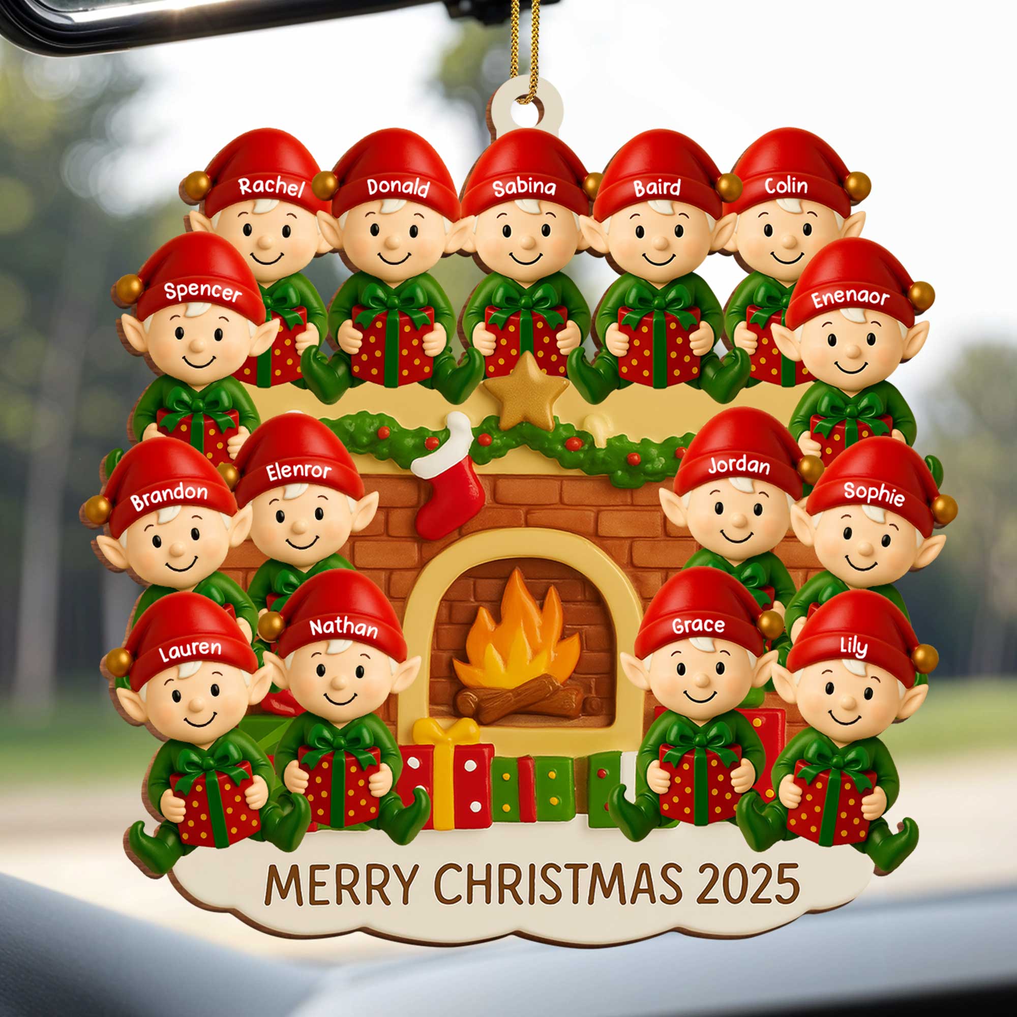 Merry Christmas Family Fireplace Scene