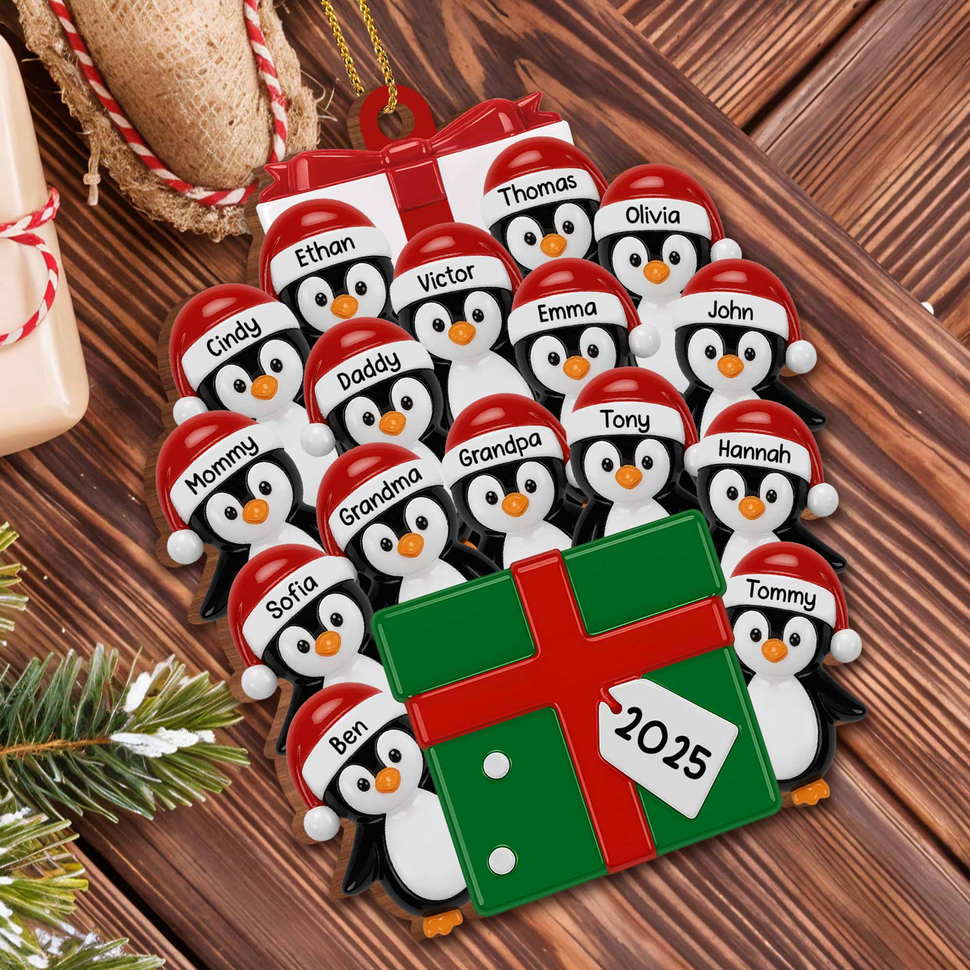 To [Customized], May Your Holidays Be Merry & Bright, Penguin and Gift Box