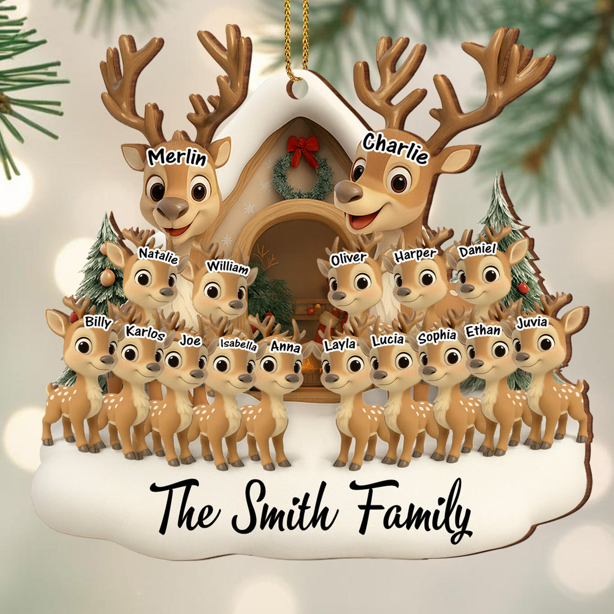Celebrating Our Family With Reindeer And Christmas Tree