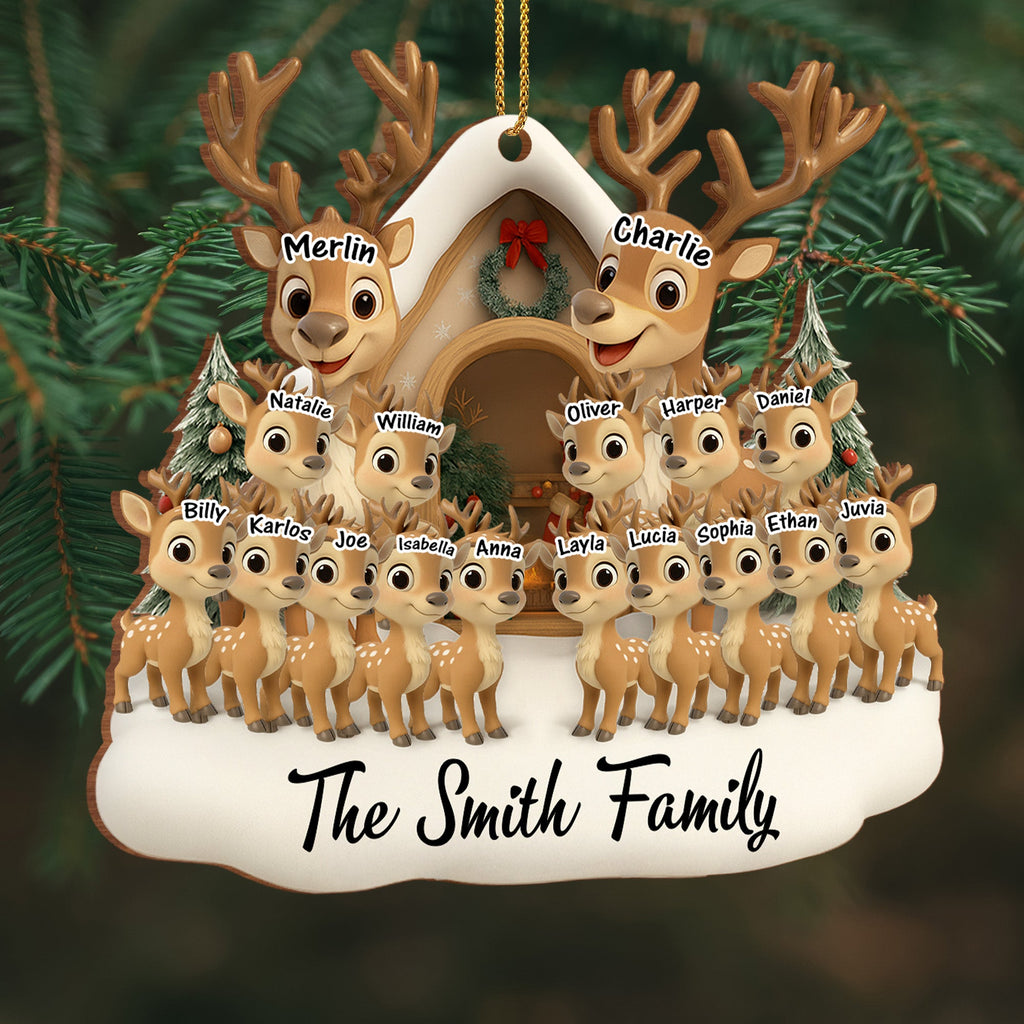 Celebrating Our Family With Reindeer And Christmas Tree