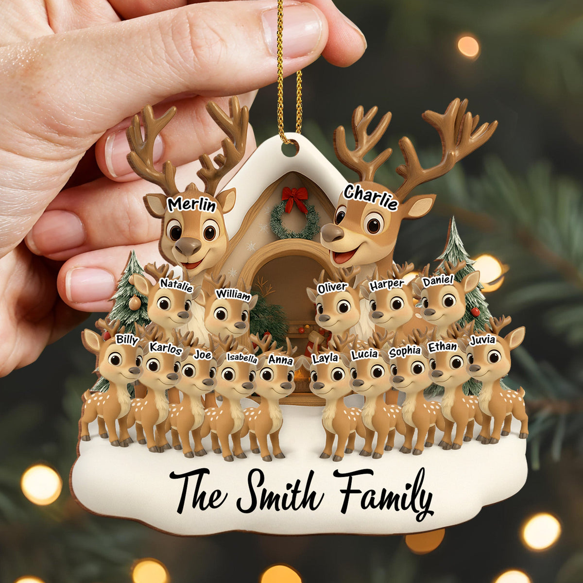 Celebrating Our Family With Reindeer And Christmas Tree