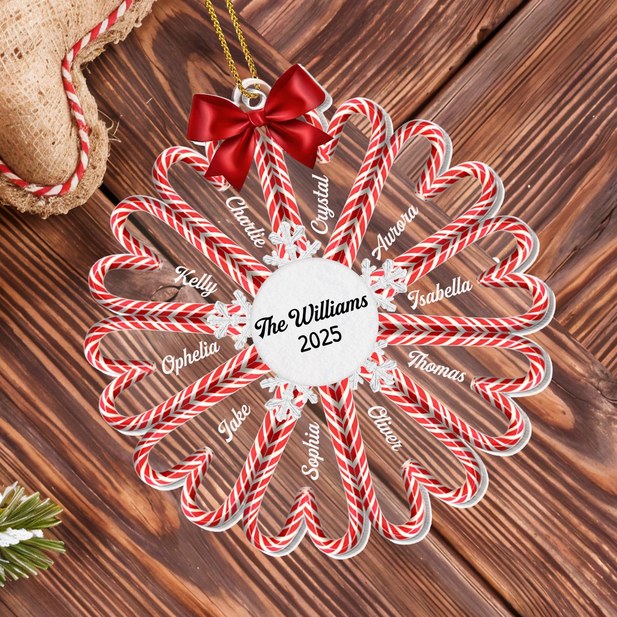 Seasonal Greetings With Candy Canes And Bow