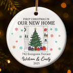 First Christmas In Our New Home With Christmas Tree And Gifts