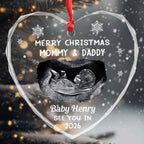 Merry Christmas Mommy And Daddy, Baby Ultrasound Heart Ornament