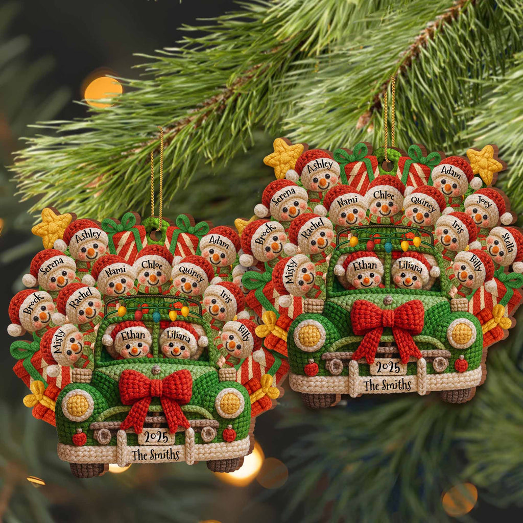 Cozy Christmas Ride With Festive Cheer - Personalized Custom Wood Ornament, Custom Shaped - FAM634_WDO