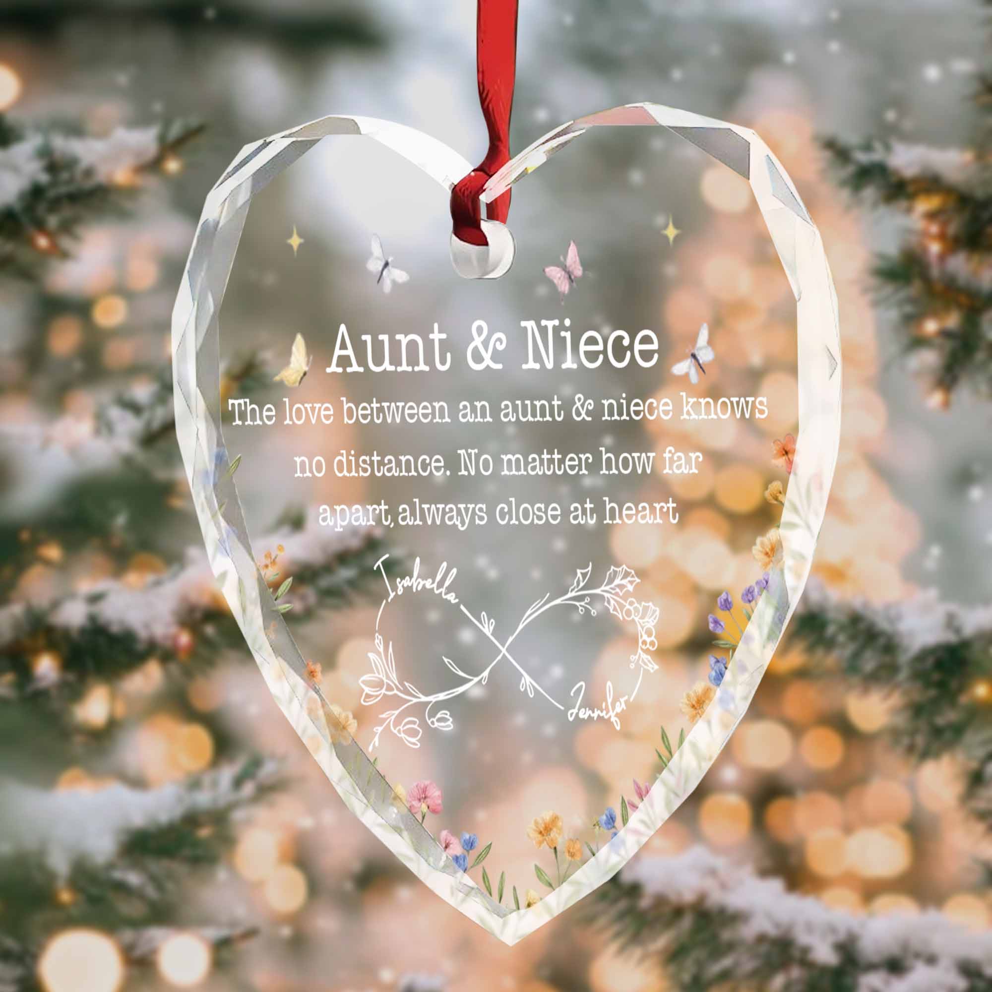Love Between Aunt & Niece, Flowers And Butterflies Ornament