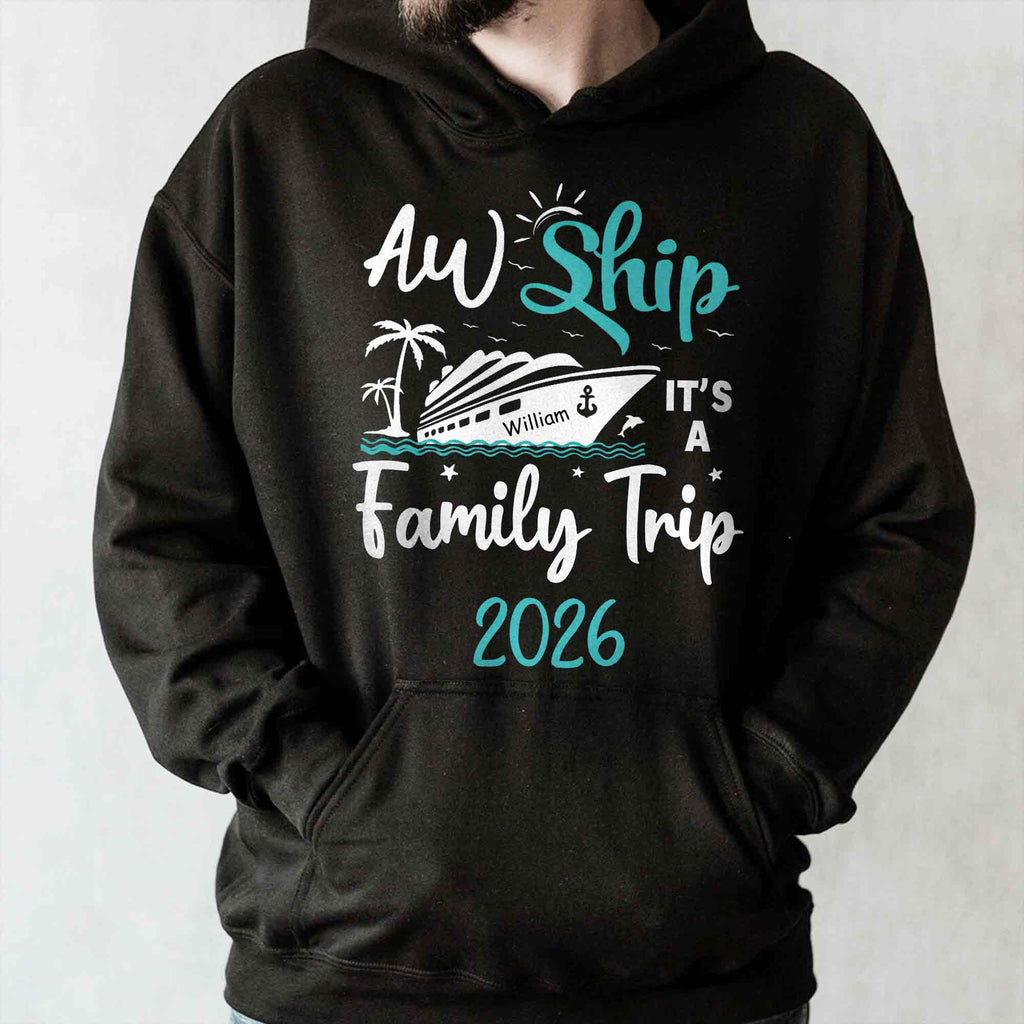 Aw Ship It's A Family Trip With Ship And Palm Tree
