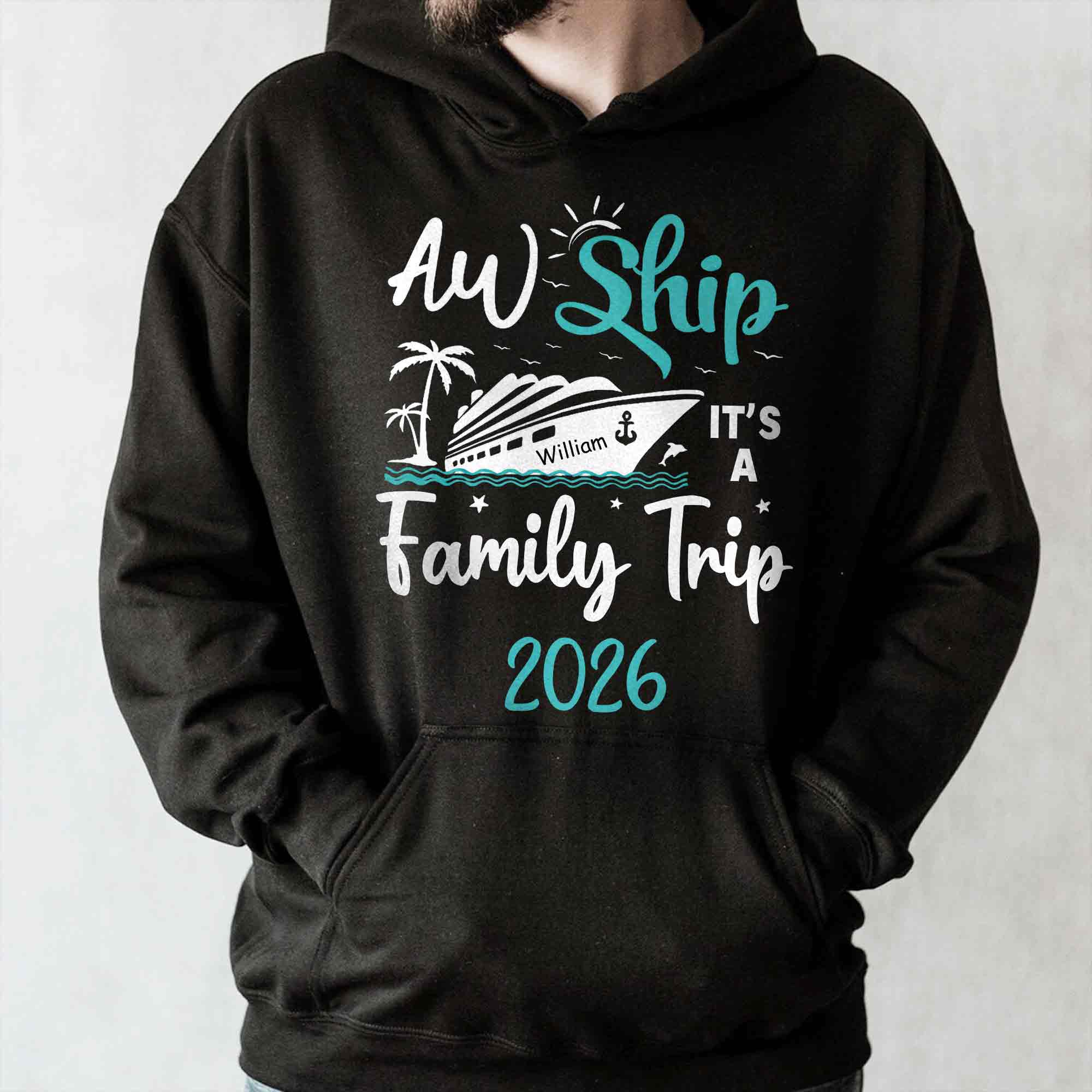 Aw Ship It's A Family Trip With Ship And Palm Tree