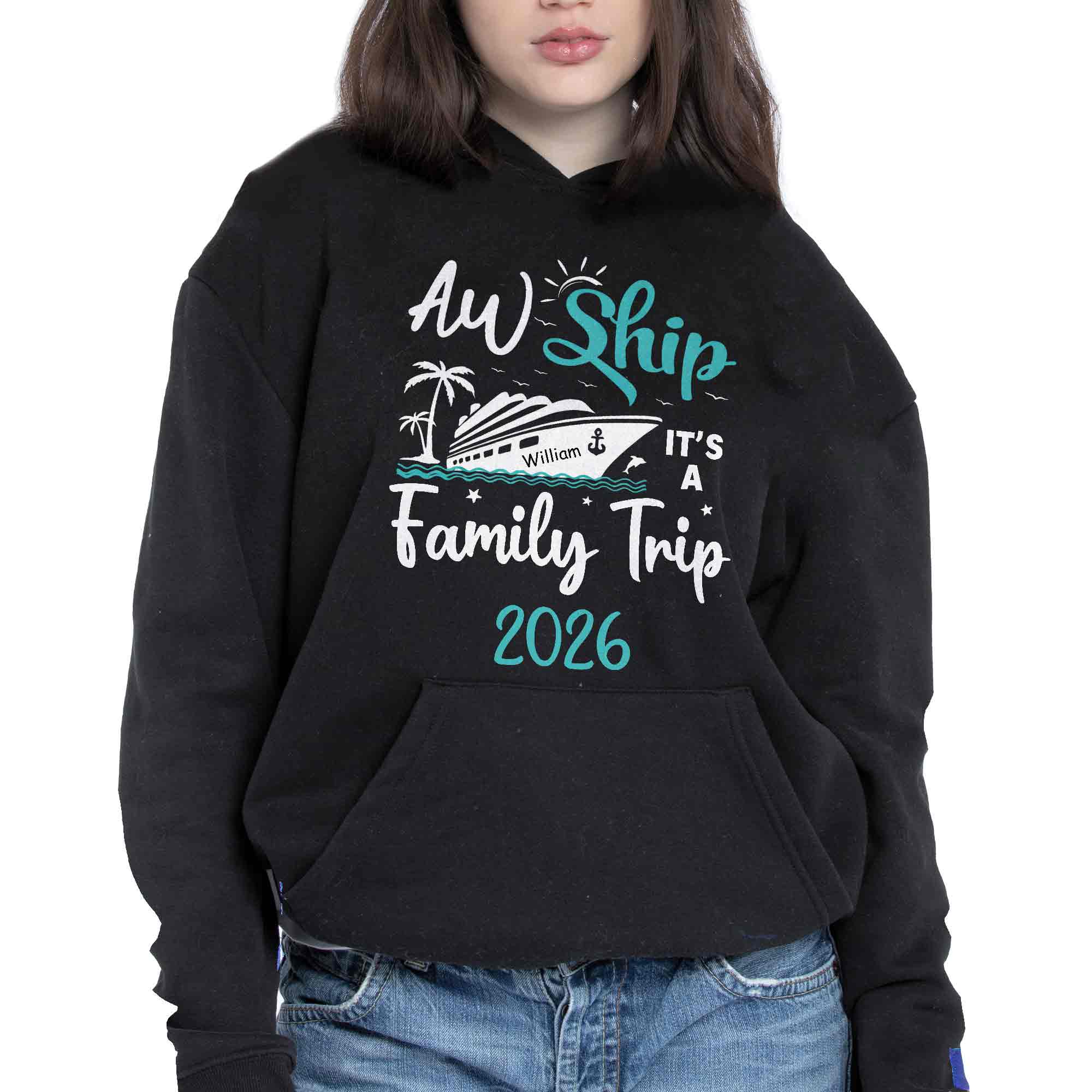 Aw Ship It's A Family Trip With Ship And Palm Tree