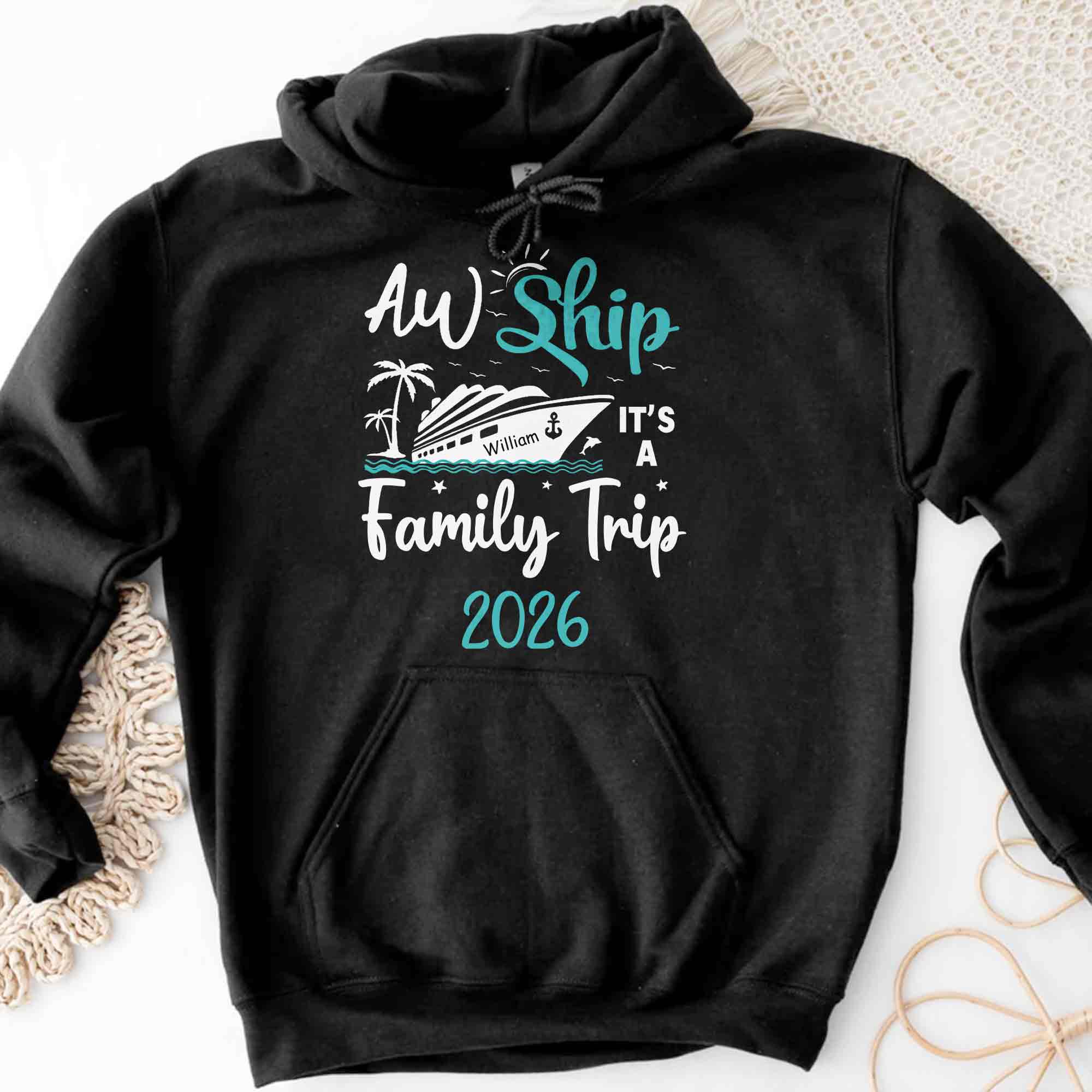Aw Ship It's A Family Trip With Ship And Palm Tree