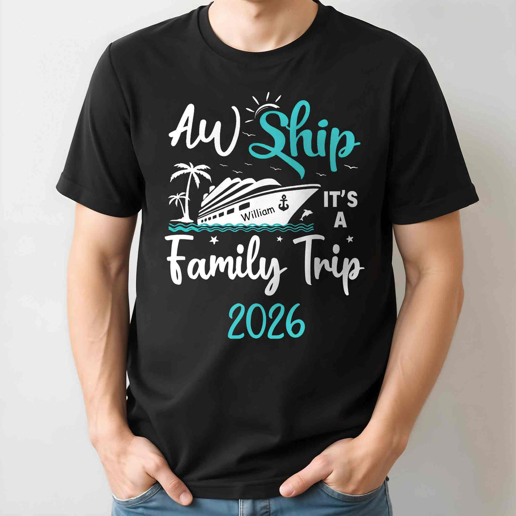 Aw Ship It's A Family Trip With Ship And Palm Tree