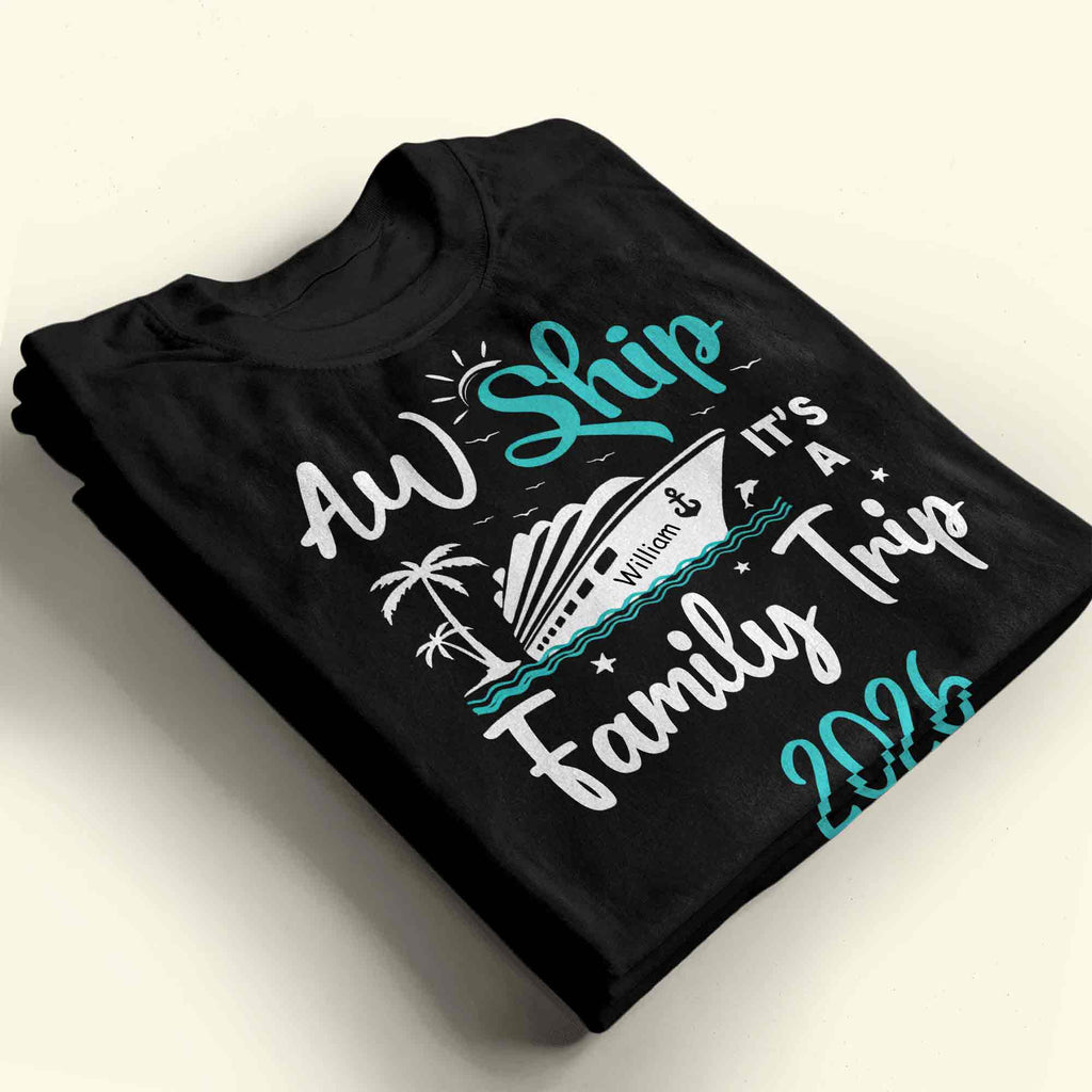 Aw Ship It's A Family Trip With Ship And Palm Tree