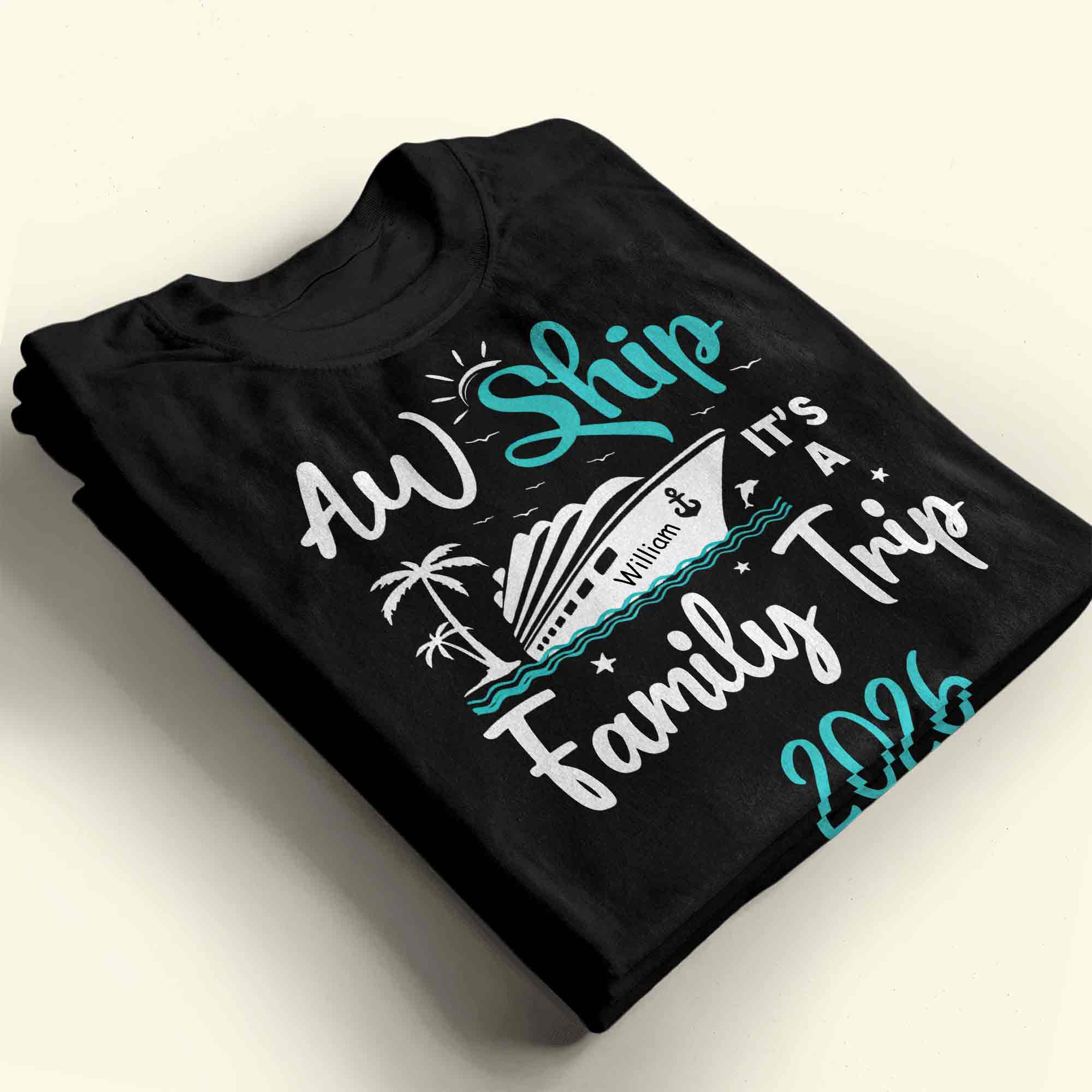 Aw Ship It's A Family Trip With Ship And Palm Tree