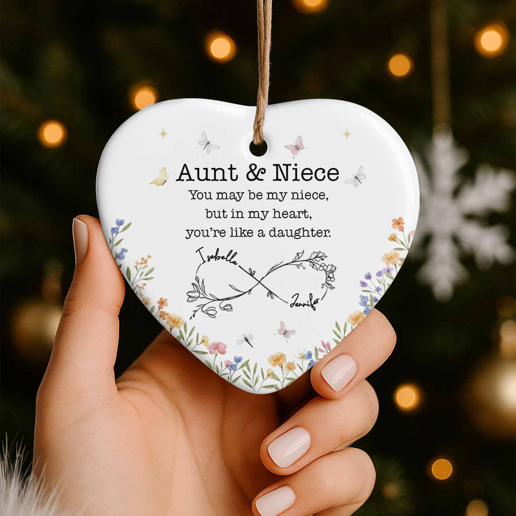 Aunt & Niece Like A Daughter, Heart & Flowers Design