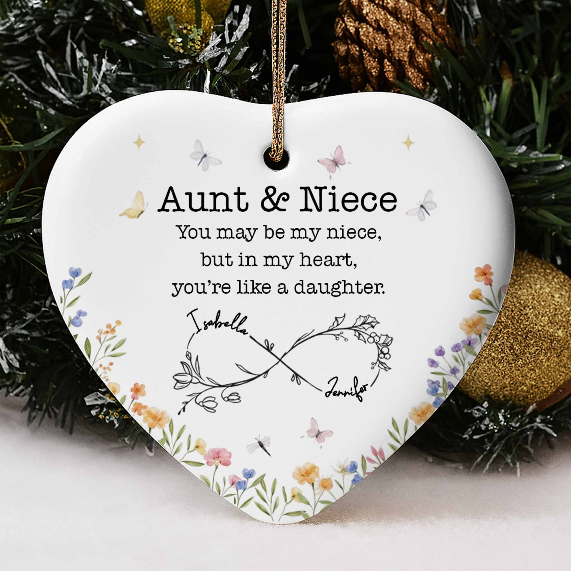 Aunt & Niece Like A Daughter, Heart & Flowers Design
