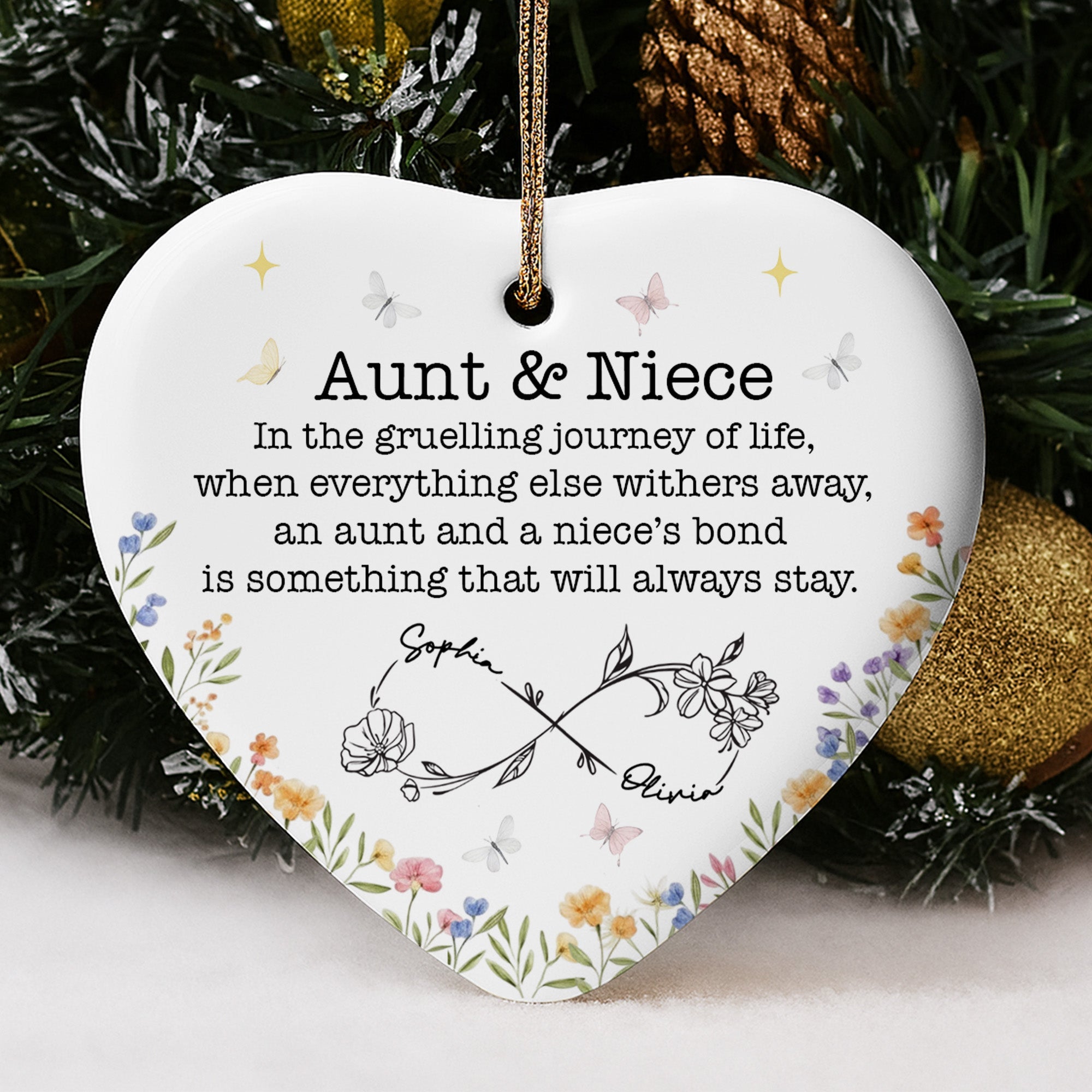 Aunt & Niece Forever Bond With Flowers And Butterflies