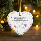The Bond Between An Aunt & Niece, Flowers Heart Ornament