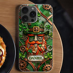 Steampunk Leprechaun With Shamrocks And Mechanical Gears Luck Design - Personalized Clear Phone Case - FAM804_PHC