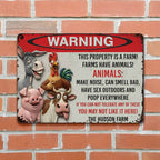 Warning This Property Is A Farm With Farm Animals - Personalized Metal Sign - FARM006_MSIGN
