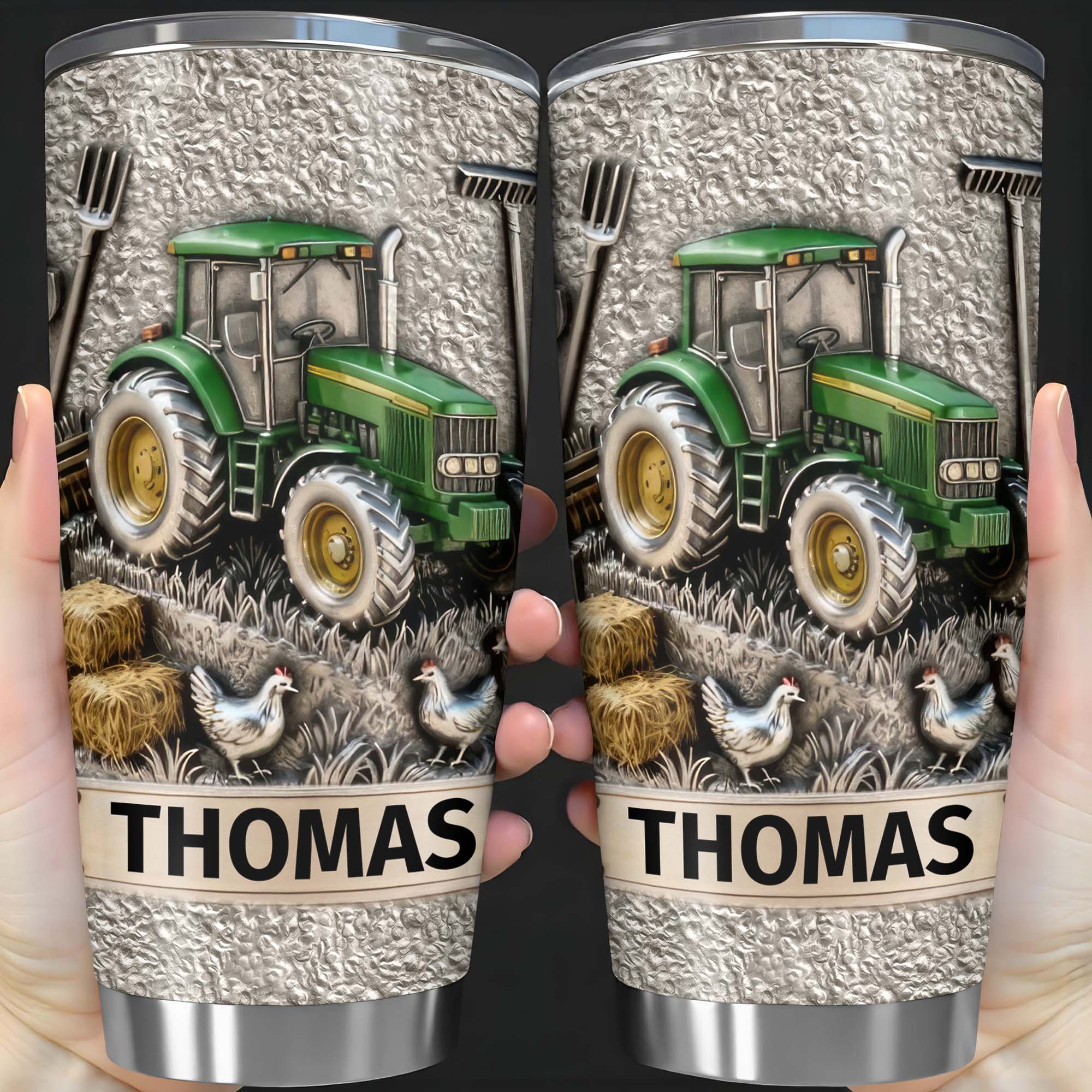 Customizable Farm-Themed Design With Tractor And Chickens