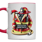 Firefighter David Smith, Gear, Helmet, and Axe