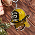 Personalized Firefighter Helmet Keychain