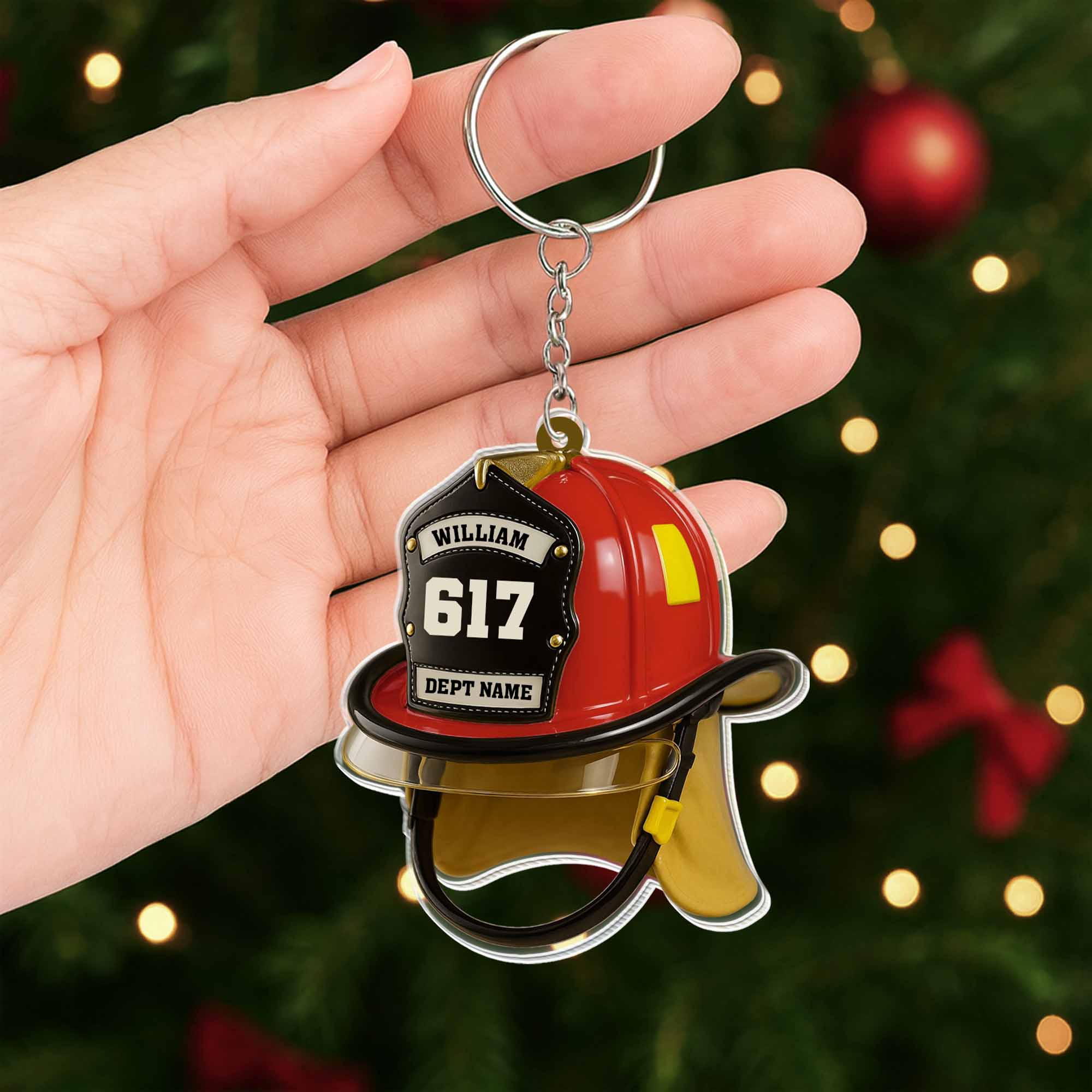 Personalized Firefighter Helmet Keychain