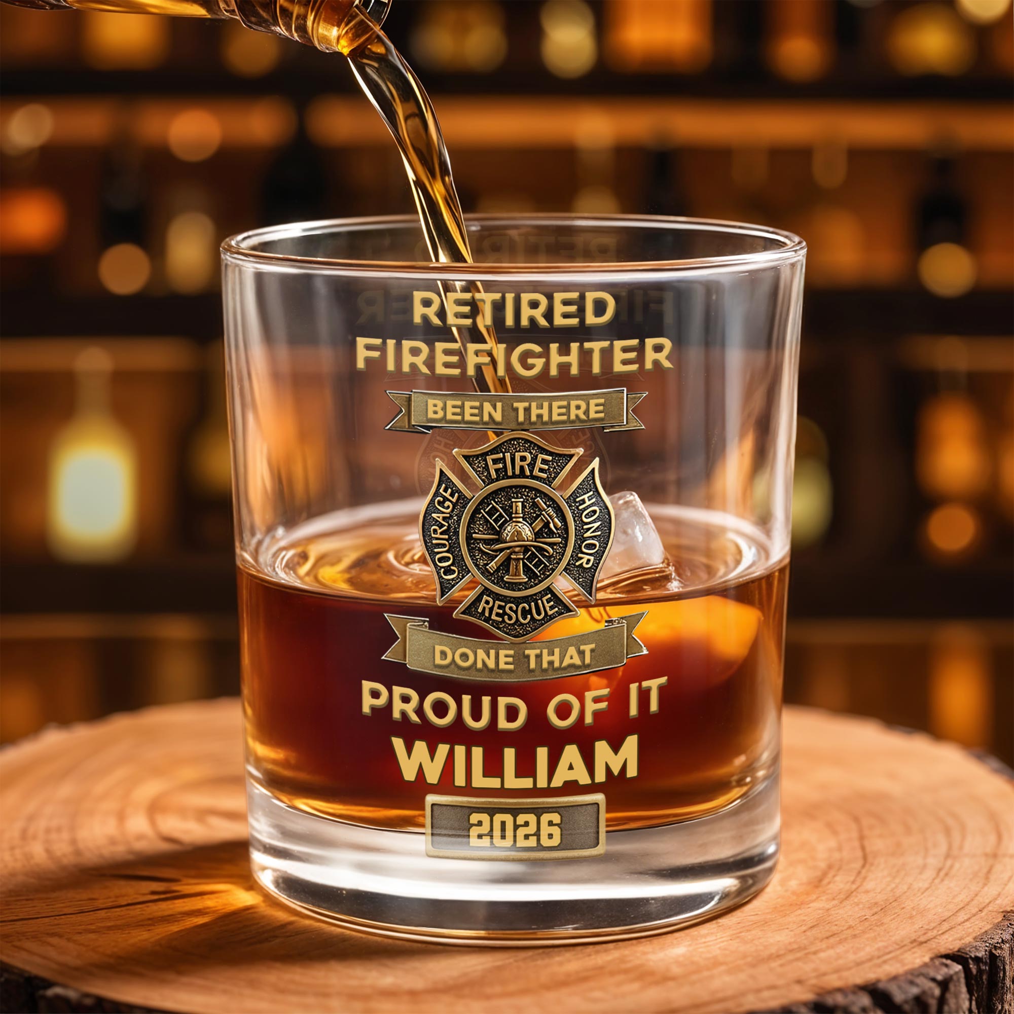 Retired Firefighter Courage Fire Honor Rescue Badge
