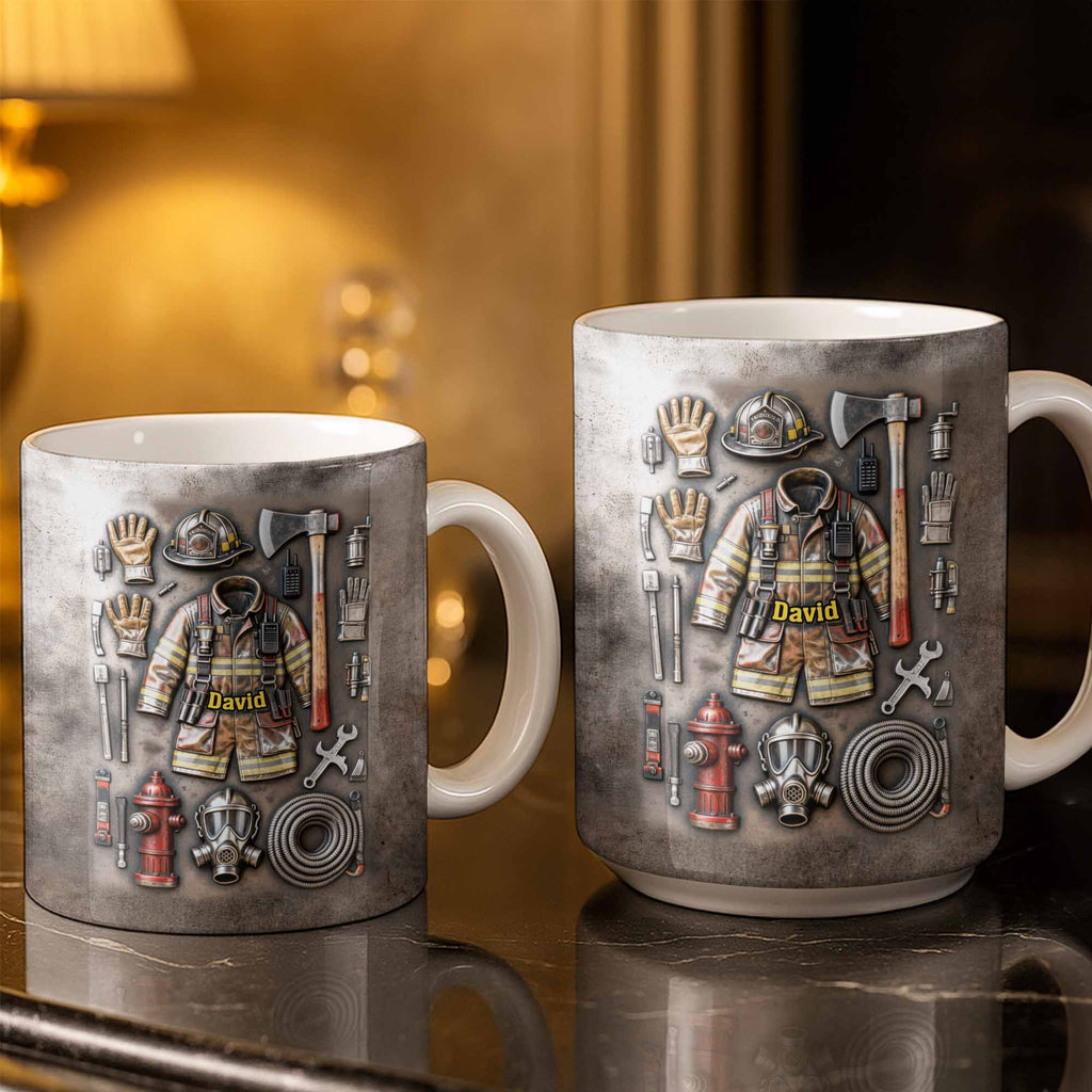 Customize This Mug With Your Firefighter's Name And Gear