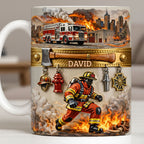 Heroic Firefighter Scene Personalized Coffee Mug