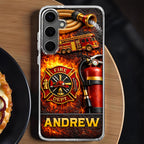 Fire Dept Firetruck and Badge - Personalized Clear Phone Case - FIF058_PHC