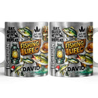 Eat Sleep Fish Repeat Fishing Life Fisherman With Fish And Gear - Personalized Custom Coffee Mug - FISH025_MG