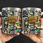 Eat Sleep Fish Repeat Fishing Life Fisherman With Fish And Gear - Personalized Custom Coffee Mug - FISH025_MG