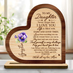 Forever Loving Message To Daughter With Heart And Pansy - Personalized Custom 2-Layer Wood Plaque With Flat Base - FM006_WPLA